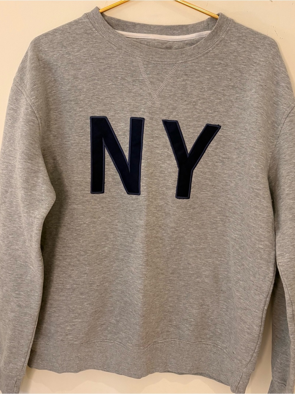 NY Applique Gray Crewneck Sweatshirt Sz M